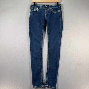 True Religion‎ Skinny Flap Jeans Womens 26 Blue Dark Wash Streetwear Classic